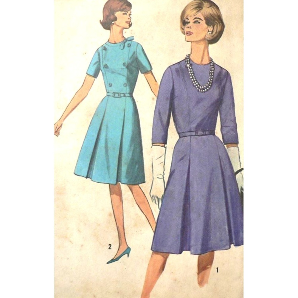 Vintage Simplicity Sewing Pattern 5581 Fitted Bodice‎ Box Pleat Skirt Dress 18